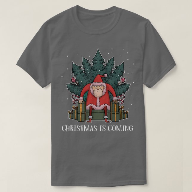 T-shirt Grumpy Santa Claus Tree Present Throne Funny Chris (Design devant)