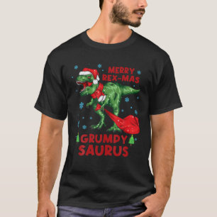 T-shirt Grumpy Saurus Christmas Père Noël Dinosaur Joyeux 