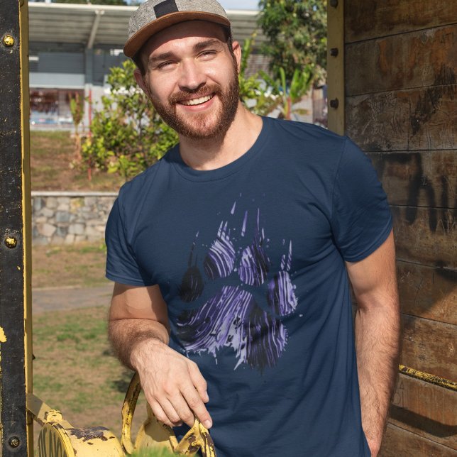 T-shirt Grunge Abstrait Grizzly Bleu Ours Paw Claw (Créateur téléchargé)