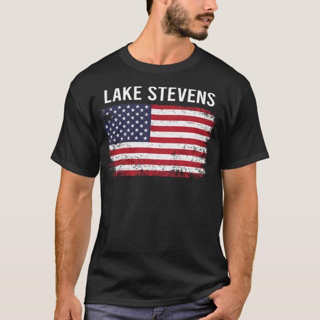 T-shirt Grunge American Flag Lake Stevens (Devant)