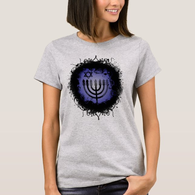 T-shirt Grunge Chanukah Menorah (Devant)