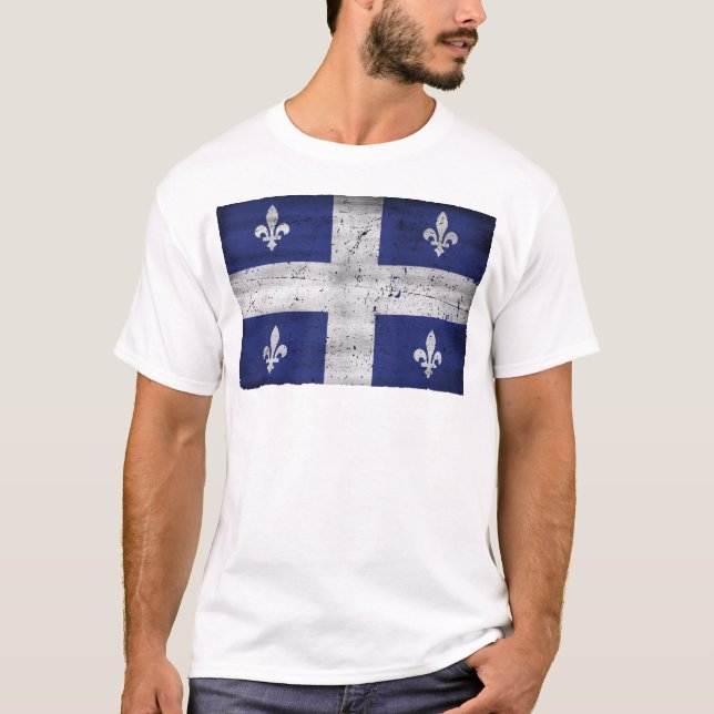 T-shirt Grunge de style Drapeau du Québec érodé (Devant)