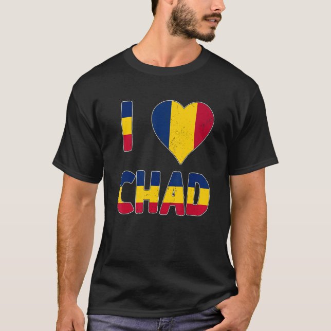 T-shirt Grunge Déshabilisé Géré Style I Love Chad (Devant)