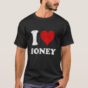 T-shirt Grunge détendu, épuisé Style I Love Honey