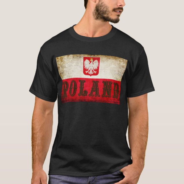 T-shirt Grunge du drapeau polonais (Devant)
