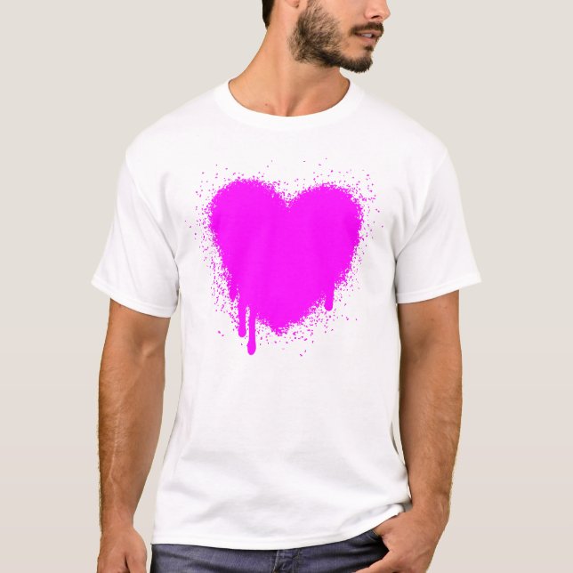 T-shirt Grunge Heart - Magenta (Devant)