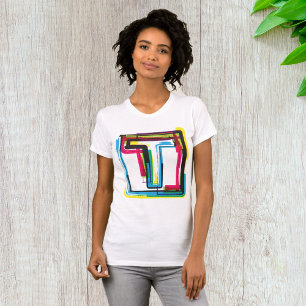 T-shirt Grunge Letter T Bold Colorée Typographie Urbaine