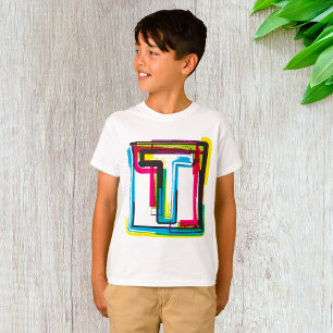 T-shirt Grunge Letter T Bold Colorée Typographie Urbaine