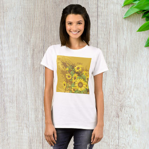 T-shirt Grunge Tournesol Art Bold Rustique Jaune Floral