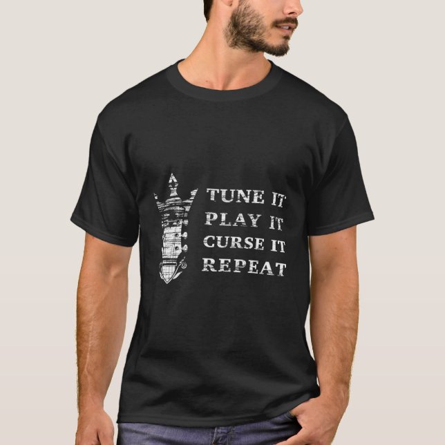T-shirt Grunge Tune Play Curse Répéter Guitare (Devant)