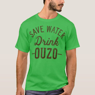 T-shirt Grunge Vintage Économisez De L'Eau Boire Ouzo