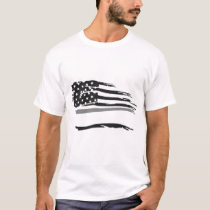 T-shirt Grunge Wavy Officiers Gris Line Drapeau