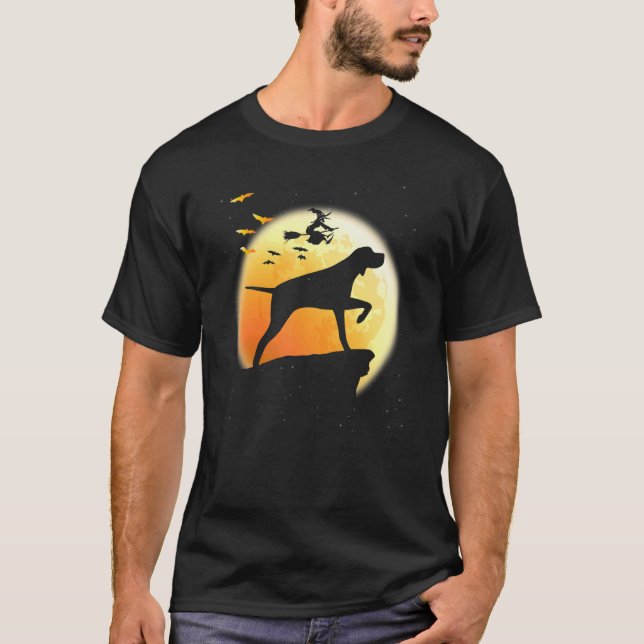 T-shirt GSP Chien Scary Et Lune Halloween Costume (Devant)