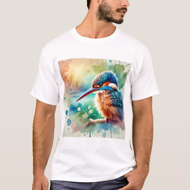 T-shirt Guam Kingfisher Bird 150624AREF120 - Watercolor (Devant)