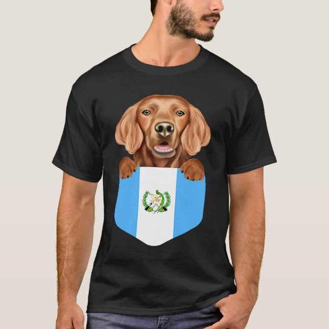T-shirt Guatemala Flag Irish Setter Dog In Pocket (Devant)
