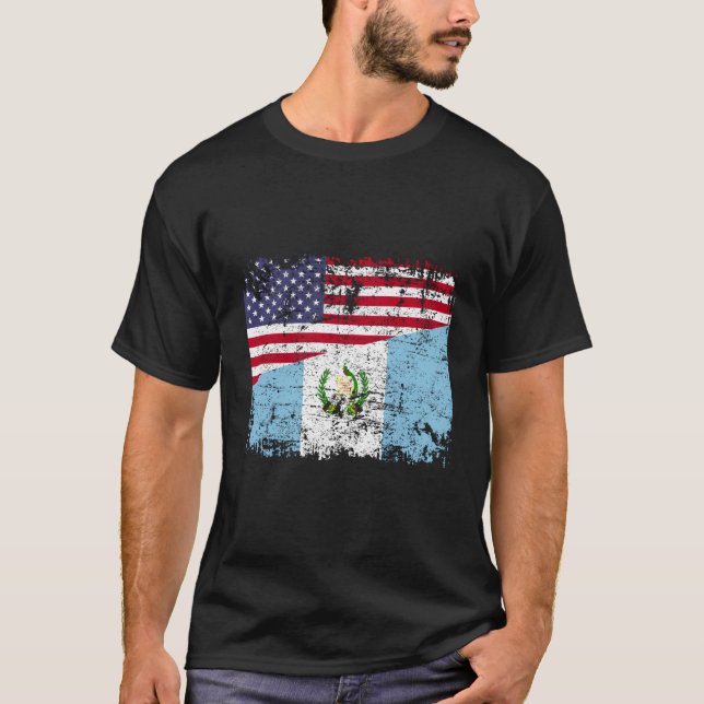 T-shirt Guatémaltèque Racines Drapeau à moitié américain G (Devant)