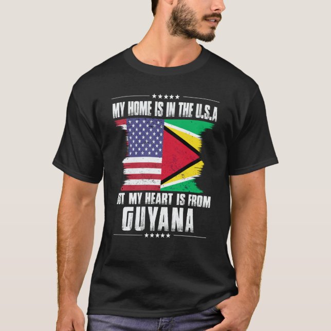 T-shirt Guayanese American Patriot Grown Proud Home Heart  (Devant)