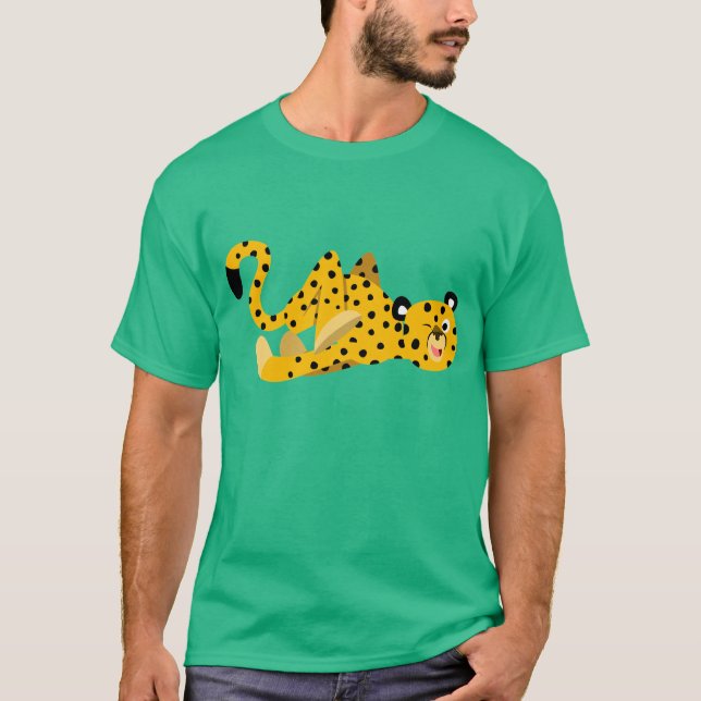 T-shirt guépard mignon et élégant de dessin animé (Devant)