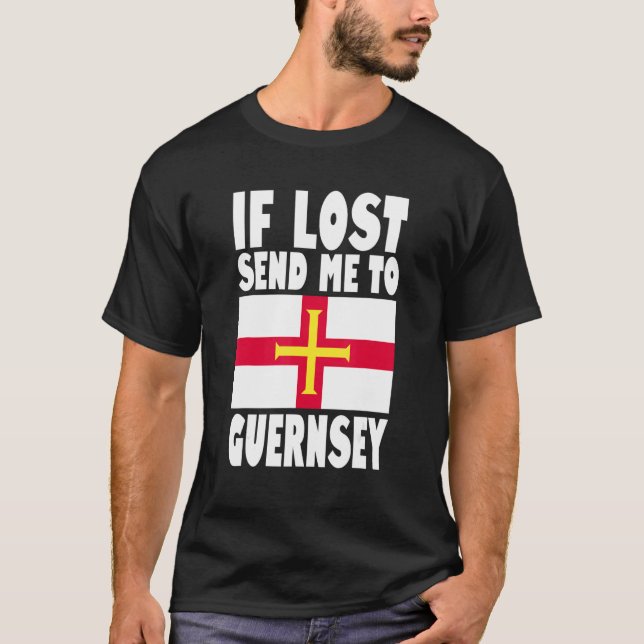 T-shirt Guernsey Flag Design  If lost send me to Guernsey (Devant)