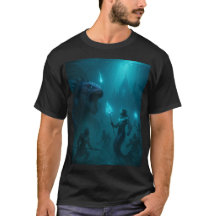 Guerrier aquatique sombre et bête marine - Art fan