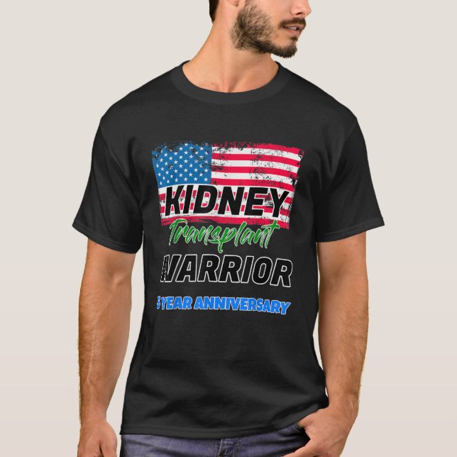 T-shirt Guerrier de greffe de rein 5 ans Anniversaire cinq (Devant)