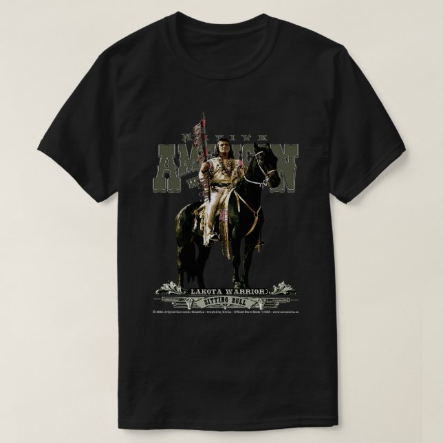 T-shirt Guerrier de la nation Bull Lakota assis (Design devant)