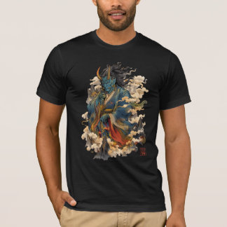 T-shirt Guerrier démon Oni bleu | Mythologie japonaise Yok