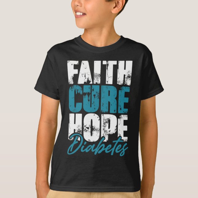 T-shirt Guerrier diabétique Don Faith Cure Hope Diabetes A (Devant)