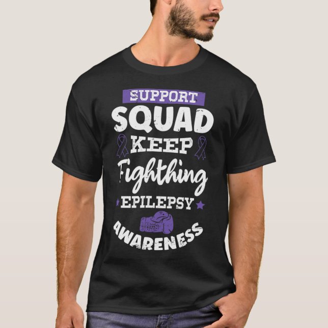 T-shirt Guerrier épileptique et épilepsie au ruban pourpre (Devant)