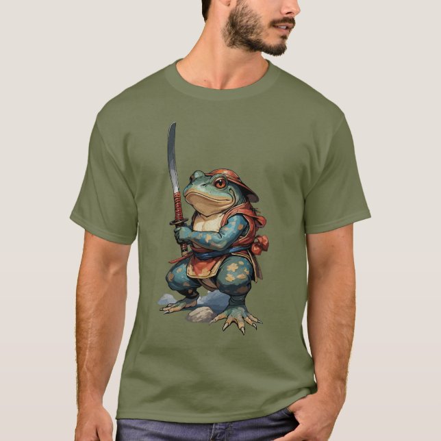T-shirt Guerrier Grenouille Samouraï avec Katana (Devant)