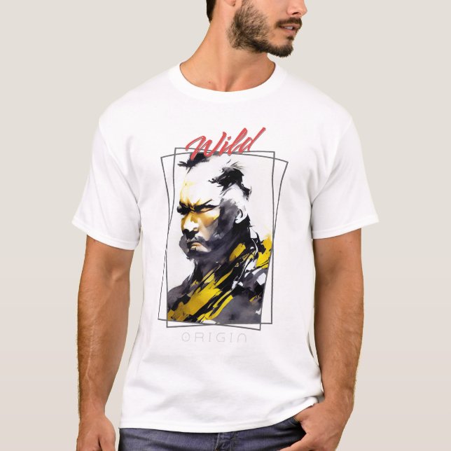 T-shirt Guerrier Homme Sauvage Nature Esprit libre Art Bru (Devant)
