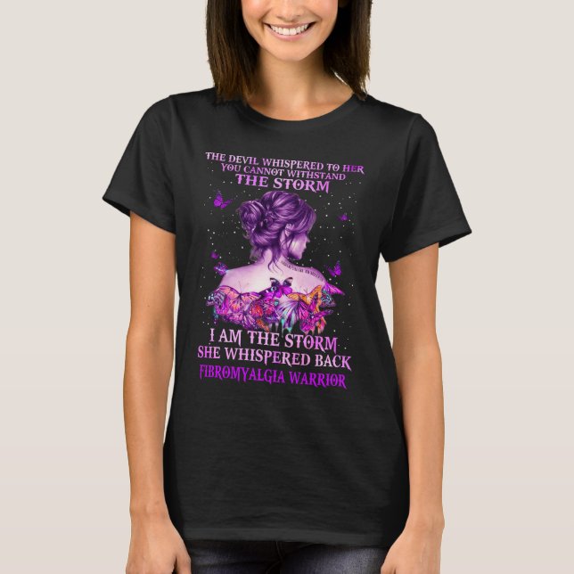 T-shirt guerrier papillon de fibromyalgie je suis la tempê (Devant)