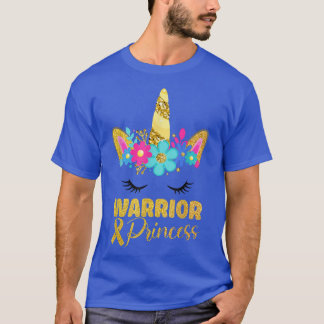 T-shirt Guerrier Princesse Enfance Cancer Jaune Ruban Un