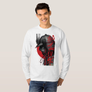 T-shirt Guerrier Samouraï Éclectique Soleil Rouge Japonais