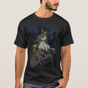 T-shirt Guerrier Viking drôle chat rat Mythologie scandina