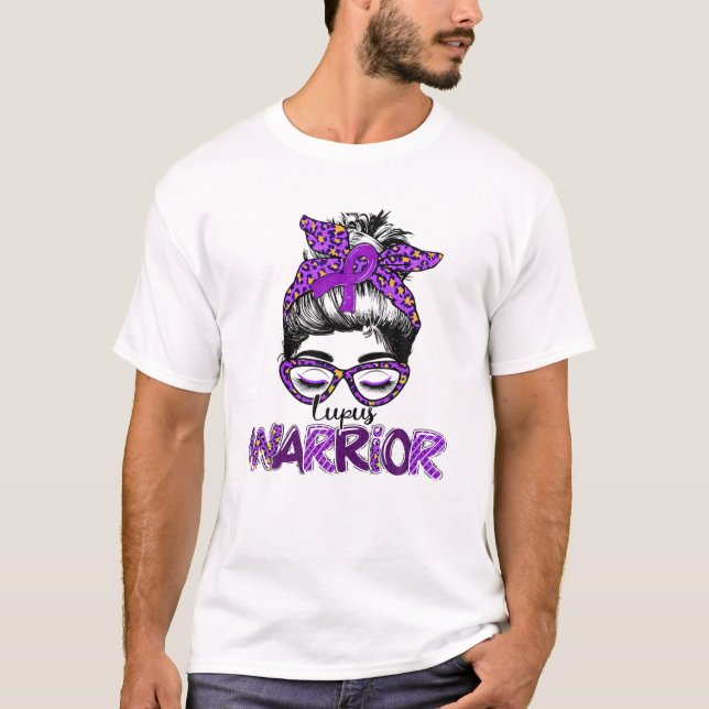T-shirt Guerrière de sensibilisation au Lupus Messy Bun Wo (Devant)