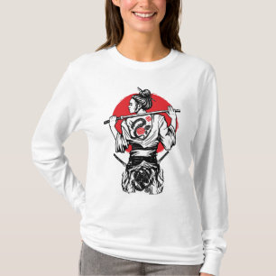 T-shirt Guerrière samouraï féminine – Tatouage de rose de 