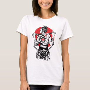 T-shirt Guerrière samouraï féminine – Tatouage de rose de 