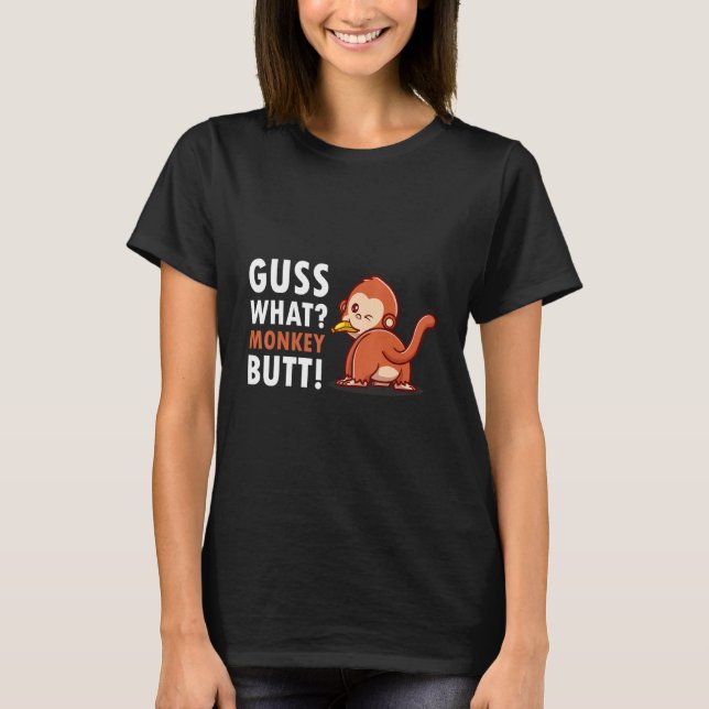 T-shirt Guess What Monkey Butt Brown With Banana (Devant)