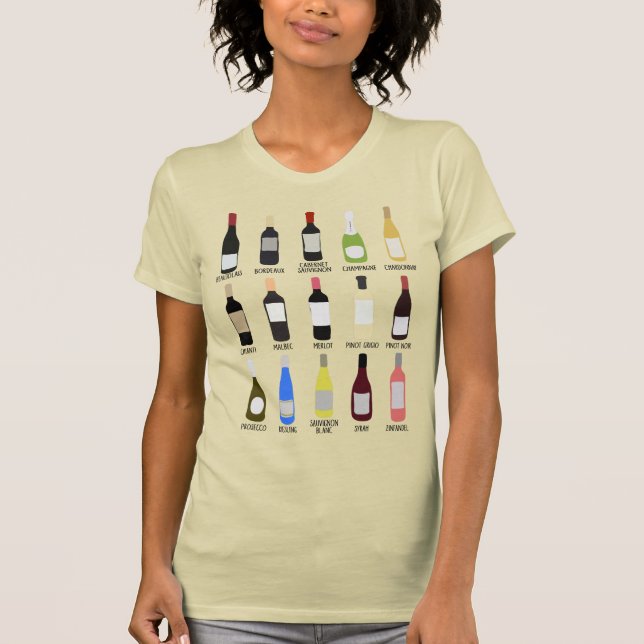 T-shirt Guide d'identification des bouteilles de vin (Devant)
