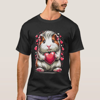 T-shirt Guinea Pig Holding Heart Valentine's Day Cute Vale