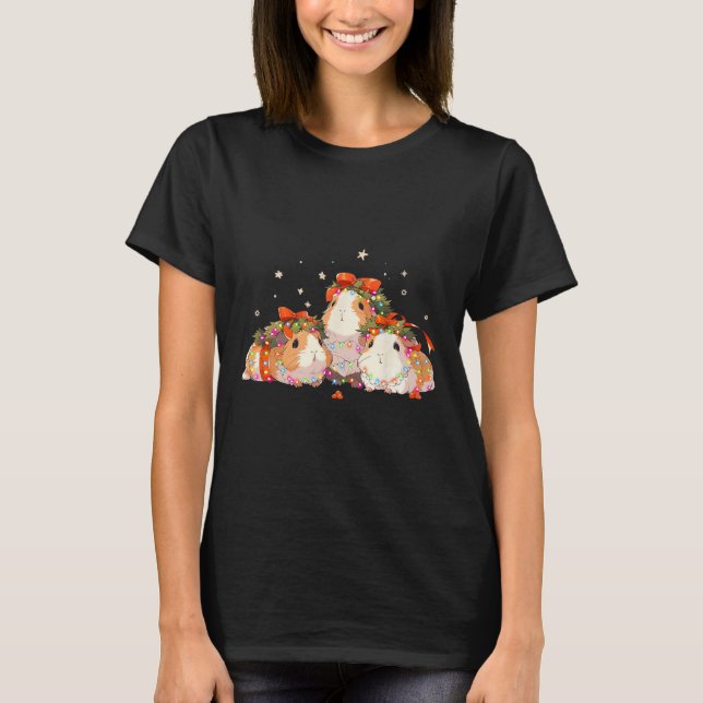 T-shirt Guinea Pigs Tangled Up In Christmas Lights Guinea  (Devant)