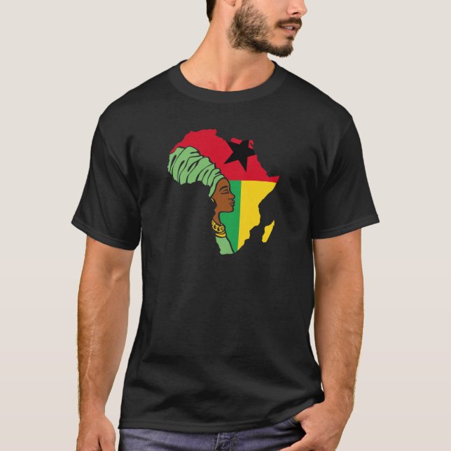 T-shirt Guinée Bissau Drapeau Afrique Carte du patrimoine  (Devant)
