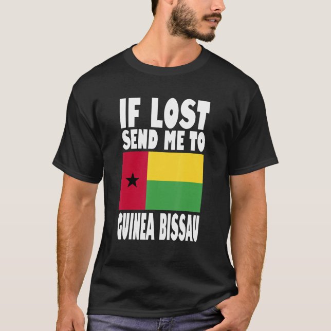 T-shirt Guinée Bissau Drapeau design Si perdu envoyez-moi  (Devant)