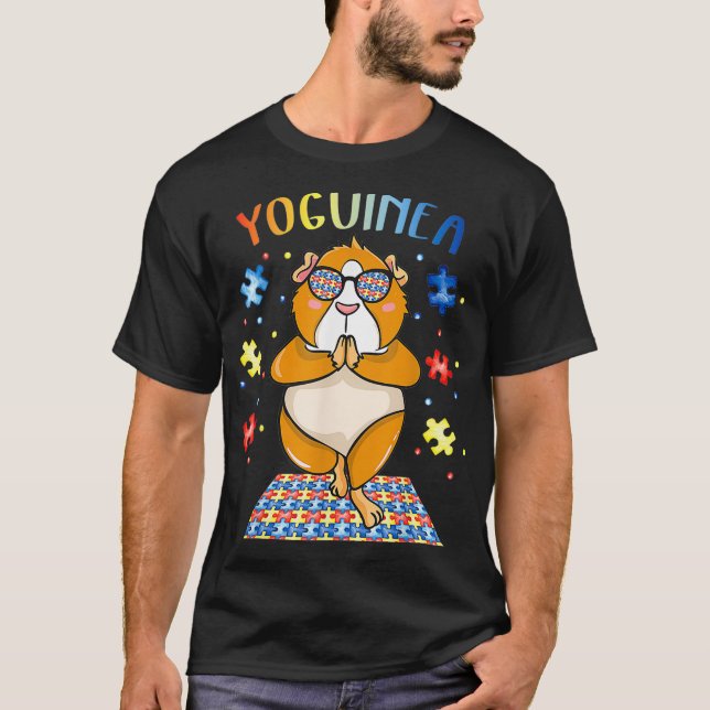 T-shirt Guinée Cochon Autisme Yoga  (Devant)