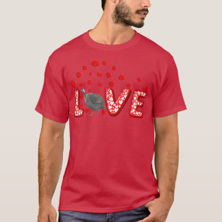 T-shirt Guinée Fowl Oiseau Amour Coeurs Guinée Fowl Val