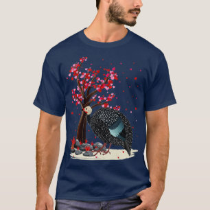 T-shirt Guinée Fowl Oiseau Amoureux Coeur Arbre Guinée Fow