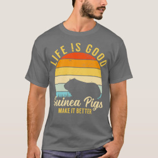 T-shirt Guinée La vie de porc mieux Vintage Retro Pet Rode