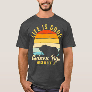 T-shirt Guinée La vie de porc mieux Vintage Retro Pet Rode