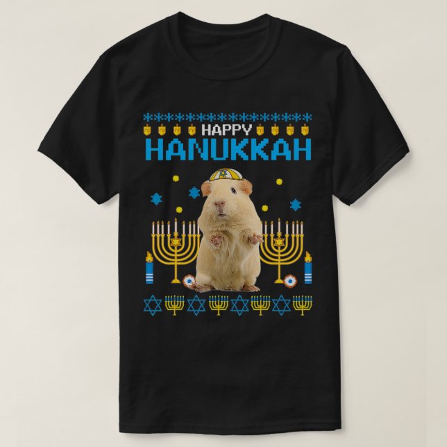 T-shirt Guinée Pig Chanukah Juif Laid Hanoukka Sweater P (Design devant)